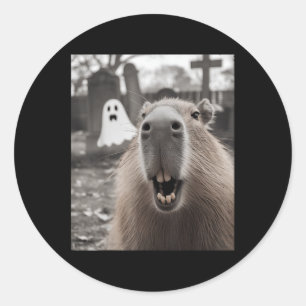 Lustige Capybara-Geist Halloween-Kostüm Capybara H Runder Aufkleber