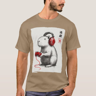 Lustige Capybara-Japanische Kunst für Gamer Männer T-Shirt