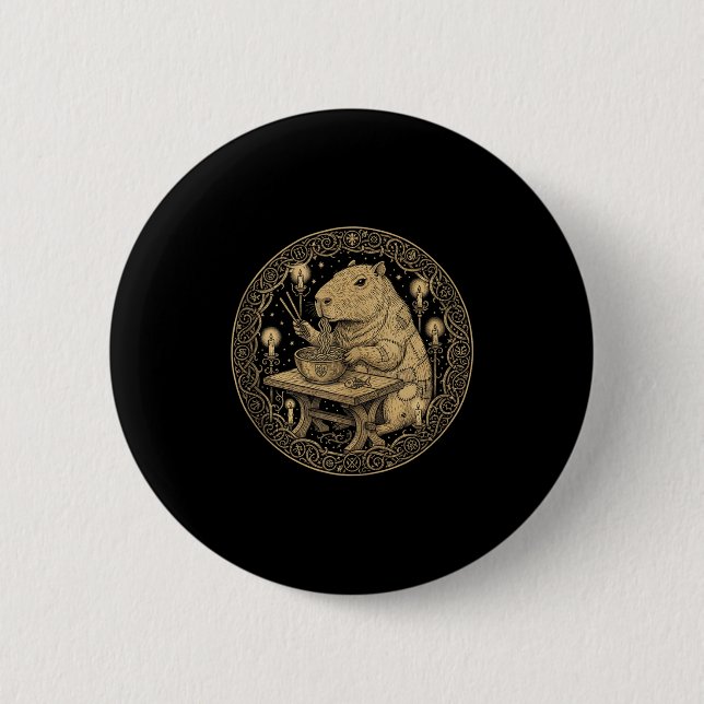 Lustige Capybara Old World Mittelalter Ramen Fanta Button (Vorderseite)