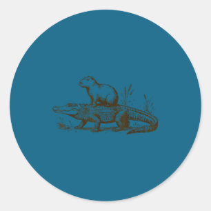Lustige Capybara-Reitet-Alligator-Männer-Frauen-Ca Runder Aufkleber