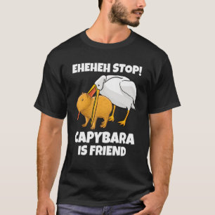 Lustige Capybara wird von Pelikan-Freunden Meme ge T-Shirt