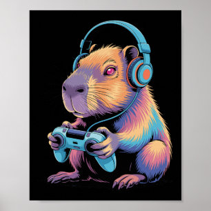 Lustige Capyra Gaming-Video-Spieler Capyra Poster