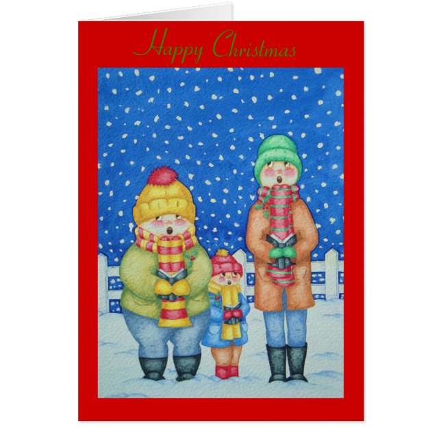 lustige Carolsänger Schneeszene bei Weihnachten (Vorne)