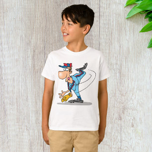 Lustige Cartoon-Baseball-Pitcher werfen einen Fast T-Shirt