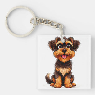 Lustige Cartoon Belgischer Griffon Hundegesicht Sü Schlüsselanhänger