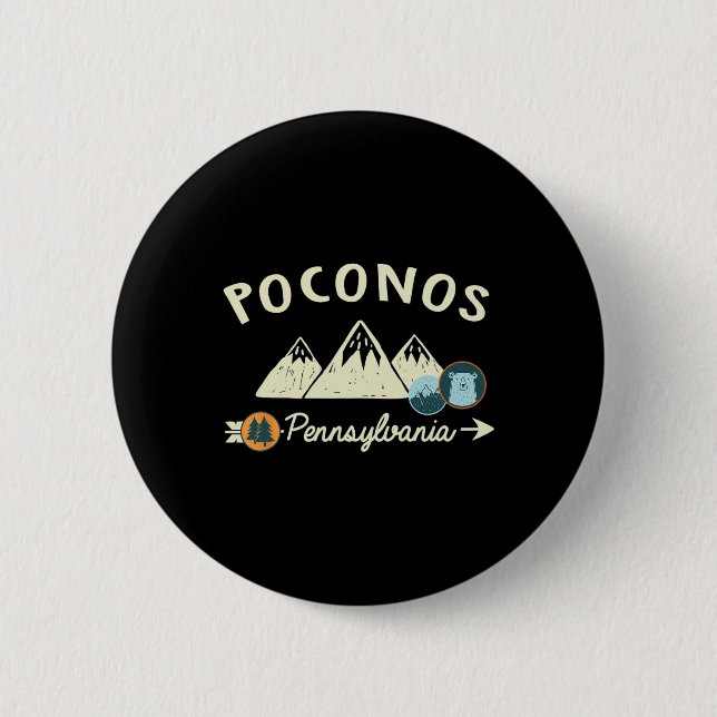 Lustige Cartoon-Bergwander-Patches Poconos Penn Button (Vorderseite)
