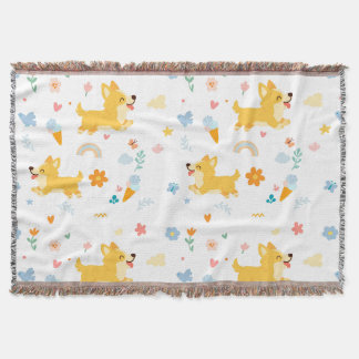 lustige Cartoon Corgis Hunde Decke