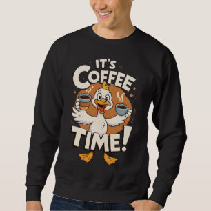 Lustige Cartoon-Enten-Coffee-Time-Illustration Sweatshirt
