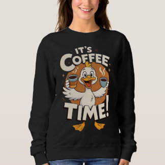 Lustige Cartoon-Enten-Coffee-Time-Illustration Sweatshirt