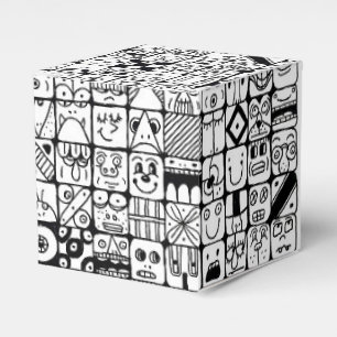 Lustige Cartoon-Gesichter Quadrate Favor Box Geschenkschachtel