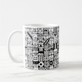 Lustige Cartoon-Gesichter Quadrate Kaffeetasse