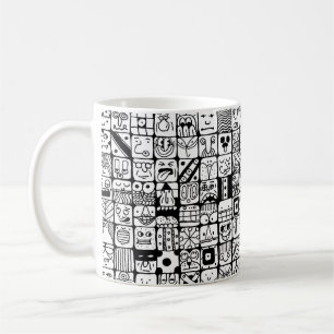 Lustige Cartoon-Gesichter Quadrate Kaffeetasse