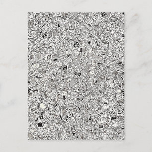 Lustige Cartoon-Gesichter Zeichnen Postkarte