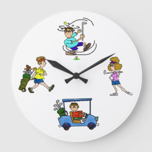 Lustige Cartoon-Golfspieler-Uhr Große Wanduhr