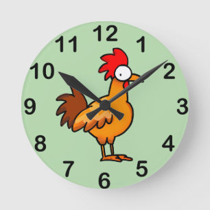 Lustige Cartoon-Hühner-Illustration Runde Wanduhr