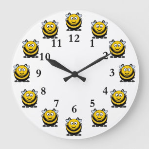 Lustige Cartoon-Hummel-Zahlen Große Wanduhr