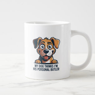 Lustige Cartoon-Hund-Butler-Zitat Jumbo-Tasse