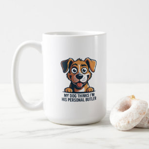 Lustige Cartoon-Hund-Butler-Zitat Kaffeetasse
