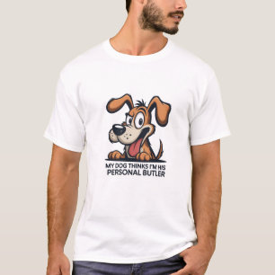 Lustige Cartoon-Hund-Butler-Zitat T-Shirt