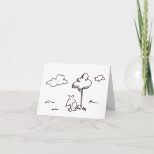 Lustige Cartoon-Hund unter Baum Zeichnung gefaltet