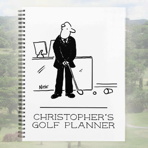 Lustige Cartoon-Illustration eines Bürogolfers. Planer
