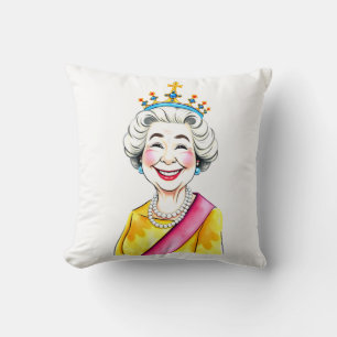 Lustige Cartoon-Königin Elizabeth II. Königliches Kissen