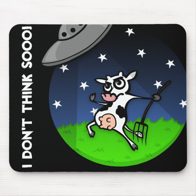 LUSTIGE CARTOON-KUH-UFO-ABDUKTIONS-MAUSUNTERLAGE MOUSEPAD (Vorne)