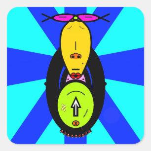 Lustige Cartoon-Maskottchen mit Affen Quadratischer Aufkleber