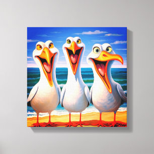 Lustige Cartoon-Möwe-Kunst Leinwanddruck