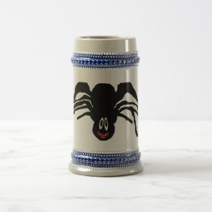 Lustige Cartoon-Schwarze Spinne Halloween Schwarze Bierglas
