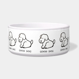 Lustige Cartoon-Sitzender-Guter-Hund-Schale Napf