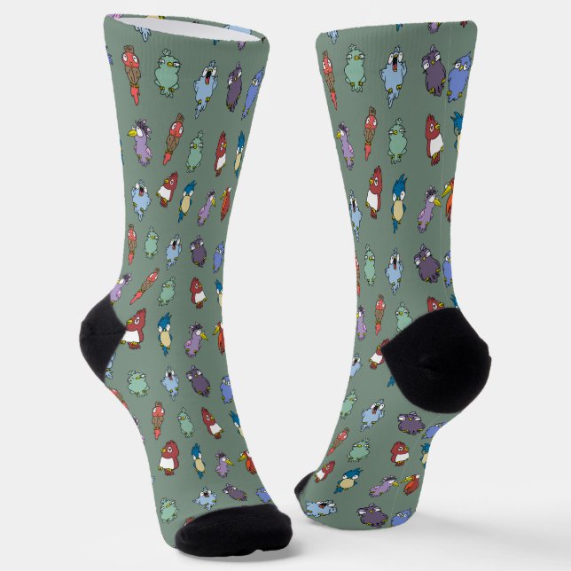 Lustige Cartoon-Vogel-Muster-Socken  Socken (Gewinkelt)