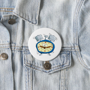 Lustige Cartoon-Wecker-Quirky-Aufwachen Button