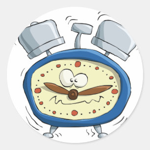 Lustige Cartoon-Wecker-Quirky-Aufwachen Runder Aufkleber