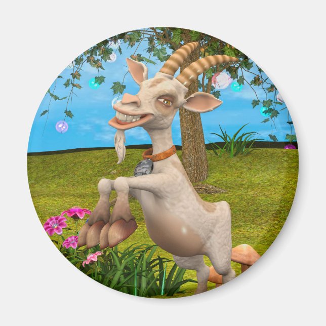 Lustige Cartoon-Ziege Garten Tier Kunst Magnet (Vorne)