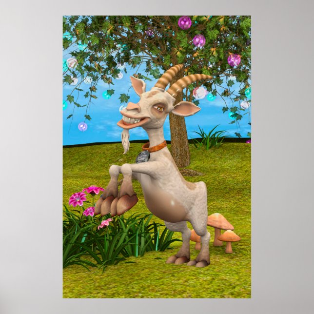 Lustige Cartoon-Ziege Garten Tier Kunst Poster (Vorne)
