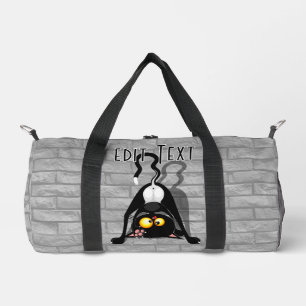 Lustige Cartoonfigur einer Katze auf dem Kopf Duffle Bag