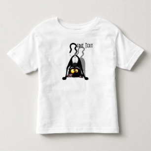Lustige Cartoonfigur einer Katze auf dem Kopf Kleinkind T-shirt