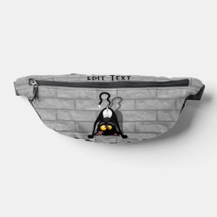 Lustige Cartoonfigur: Katze auf dem Kopf Bauchtasche