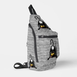Lustige Cartoonfigur: Katze auf dem Kopf Crossbody Bag