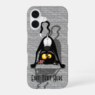 Lustige Cartoonfigur: Katze auf dem Kopf iPhone 16 Hülle