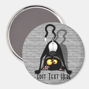 Lustige Cartoonfigur: Katze auf dem Kopf Magnet