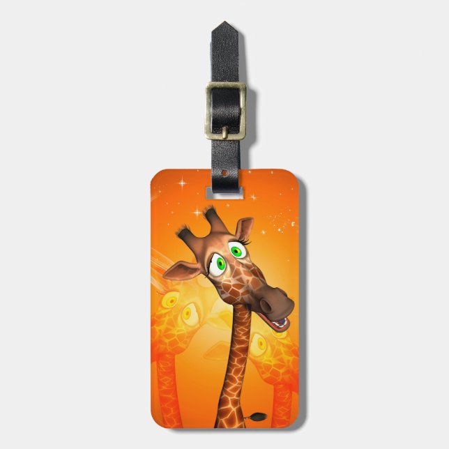 Lustige Cartoongiraffe Gepäckanhänger (Vorderseite vertikal)