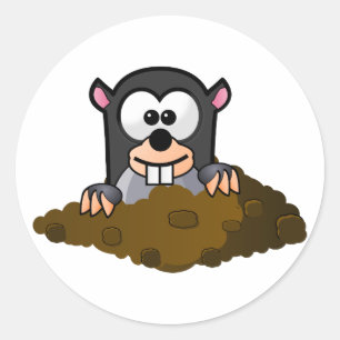 Lustige Cartoonmole Runder Aufkleber