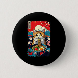 Lustige Catzilla Anime Ramen Japanische Katze Männ Button