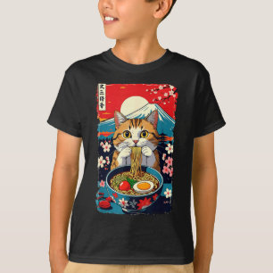 Lustige Catzilla Anime Ramen Japanische Katze Männ T-Shirt