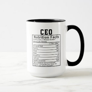 Lustige CEO-Ernährungsfakten Geschenk für Geschäft Tasse