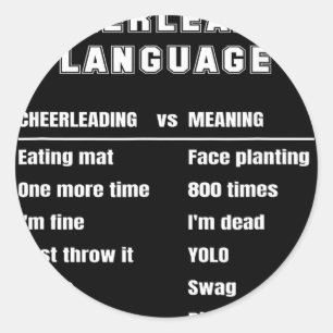 Lustige Cheerleader-Sprache Cheerleading-Slang Bed Runder Aufkleber