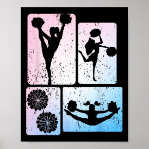 Lustige Cheerleaderin jubelt akrobatischen Enthusi Poster