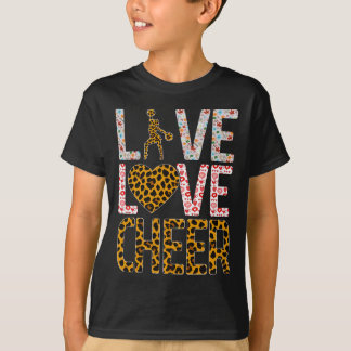 Lustige Cheerleading-Mädchen Leopard Cheetah Druck T-Shirt